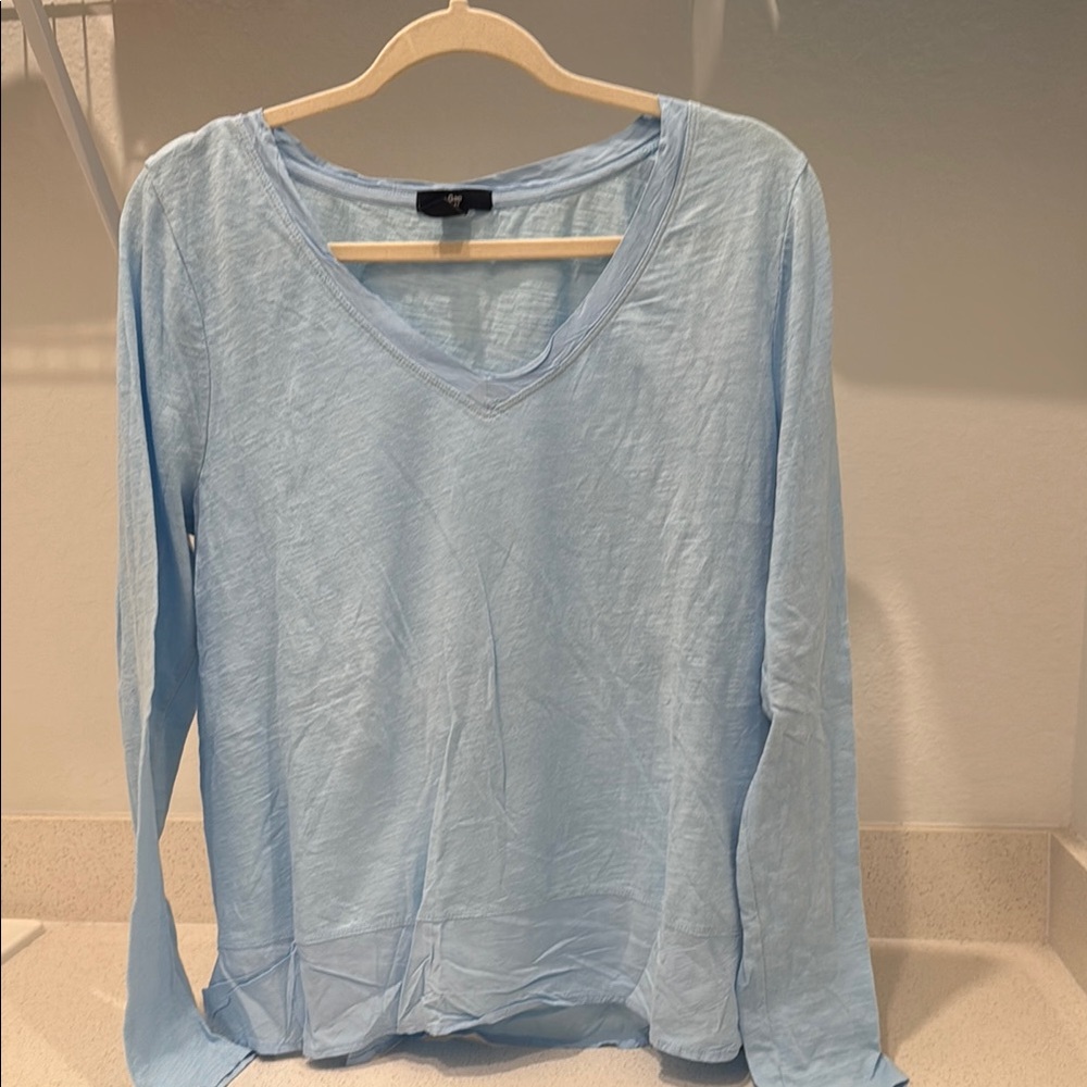 GAP Light Blue Long Sleeve V-Neck Top